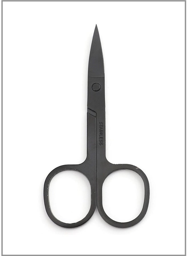 Stainless Steel Eyebrow Scissors - 2.0mm Black Type A (Color Pouch) - Image 1